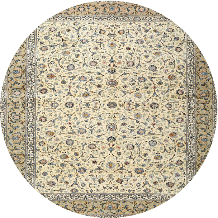 Round Traditional Dark Almond Brown Persian Rug, tr4760
