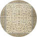 Round Traditional Dark Almond Brown Persian Rug, tr4760