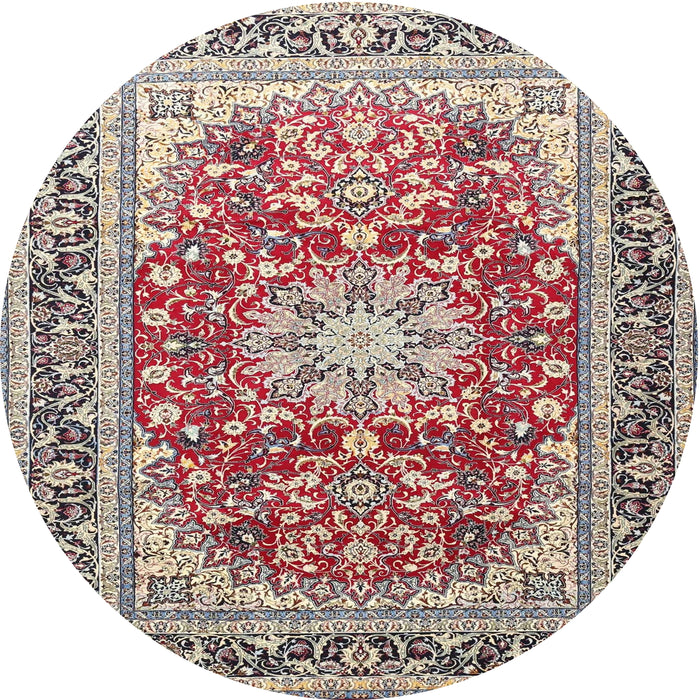Round Traditional Chestnut Brown Medallion Rug, tr4761