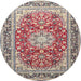 Round Traditional Chestnut Brown Medallion Rug, tr4761