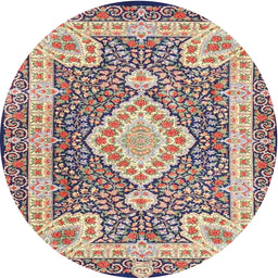 Round Traditional Brown Medallion Rug, tr4762