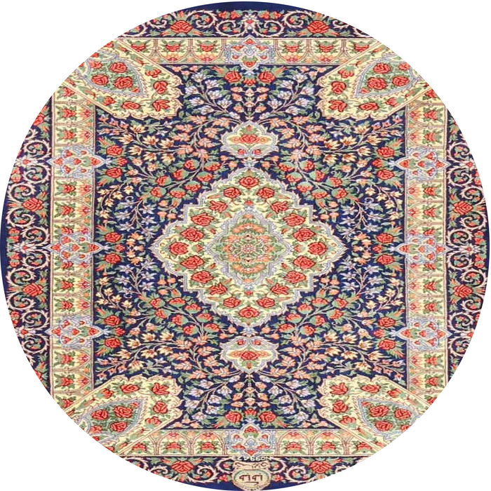Round Traditional Brown Medallion Rug, tr4762