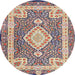 Round Traditional Brown Medallion Rug, tr4762