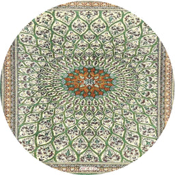 Round Traditional Dark Green Medallion Rug, tr4763