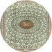 Round Traditional Dark Green Medallion Rug, tr4763