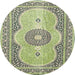 Round Traditional Brown Gold Medallion Rug, tr4764