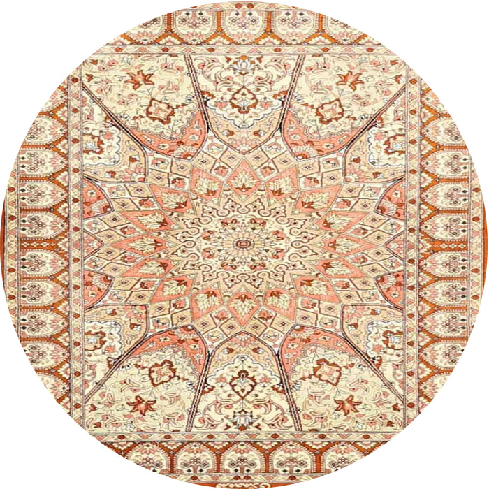 Round Traditional Khaki Gold Medallion Rug, tr4765