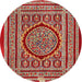 Round Traditional Light Copper Gold Medallion Rug, tr4766