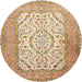 Round Traditional Chocolate Brown Persian Rug, tr4769