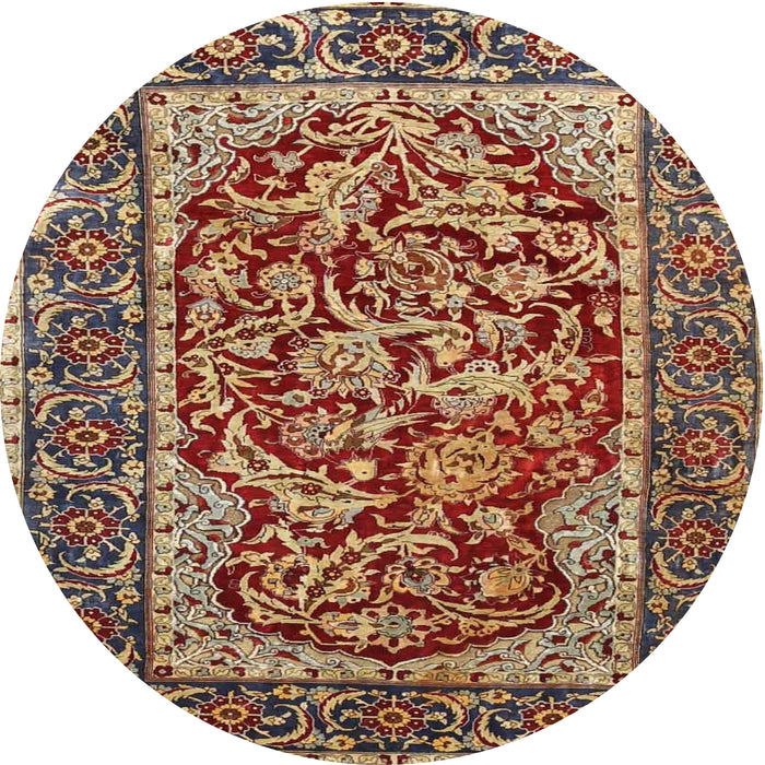 Round Traditional Saffron Red Persian Rug, tr4770
