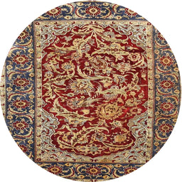 Square Machine Washable Traditional Saffron Red Rug, wshtr4770