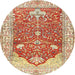 Round Traditional Brown Gold Animal Rug, tr4771