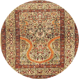 Round Traditional Mahogany Brown Animal Rug, tr4773