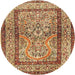 Round Traditional Mahogany Brown Animal Rug, tr4773