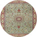 Round Traditional Sienna Brown Medallion Rug, tr4779