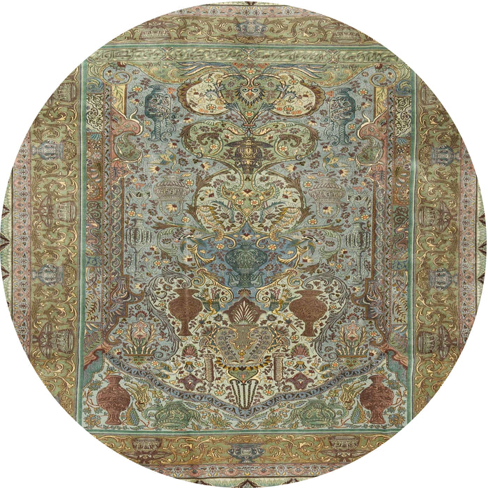 Square Machine Washable Traditional DarkKhaki Green Rug, wshtr4780