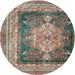 Round Traditional Reddish Brown Persian Rug, tr4781