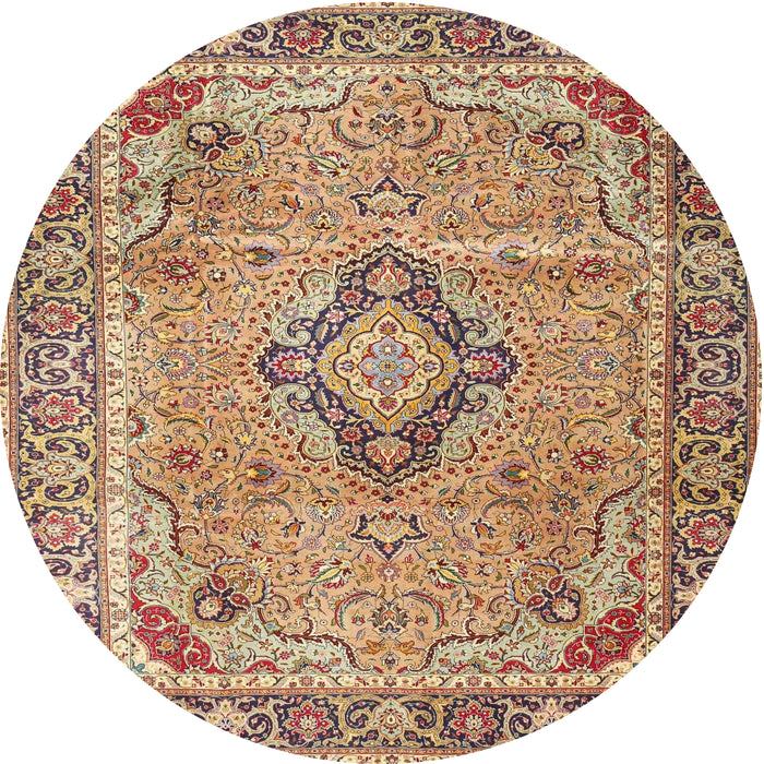 Round Traditional Sienna Brown Persian Rug, tr4782