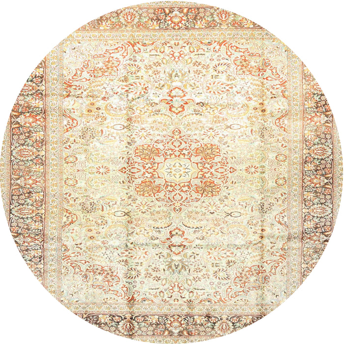 Square Machine Washable Traditional Vanilla Gold Rug, wshtr4783