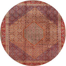 Round Traditional Sunrise Orange Medallion Rug, tr4785