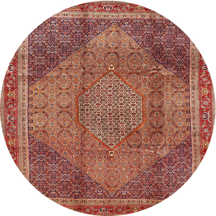 Round Traditional Sunrise Orange Medallion Rug, tr4785