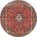 Round Traditional Saffron Red Oriental Rug, tr4787