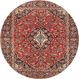 Square Machine Washable Traditional Saffron Red Rug, wshtr4787