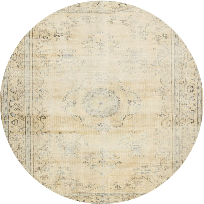 Round Traditional Golden Blonde Gold Persian Rug, tr478