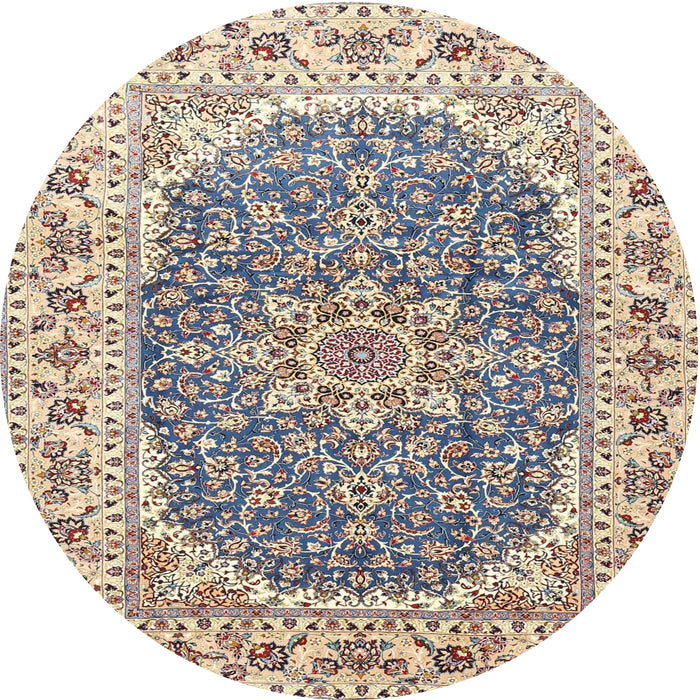 Round Traditional Deep Peach Orange Medallion Rug, tr4793