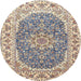 Round Traditional Deep Peach Orange Medallion Rug, tr4793