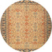Round Traditional Red Persian Rug, tr4796
