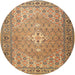 Round Traditional Light Brown Persian Rug, tr4797