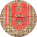 Round Traditional Sandy Brown Persian Rug, tr4798