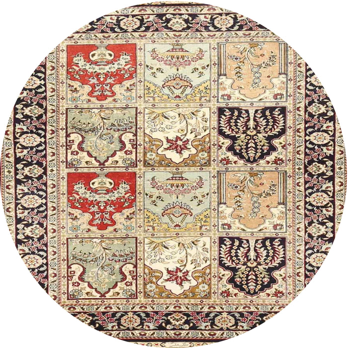 Round Traditional Sienna Brown Persian Rug, tr4799