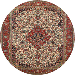 Square Machine Washable Traditional Saffron Red Rug, wshtr479