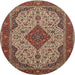 Square Machine Washable Traditional Saffron Red Rug, wshtr479