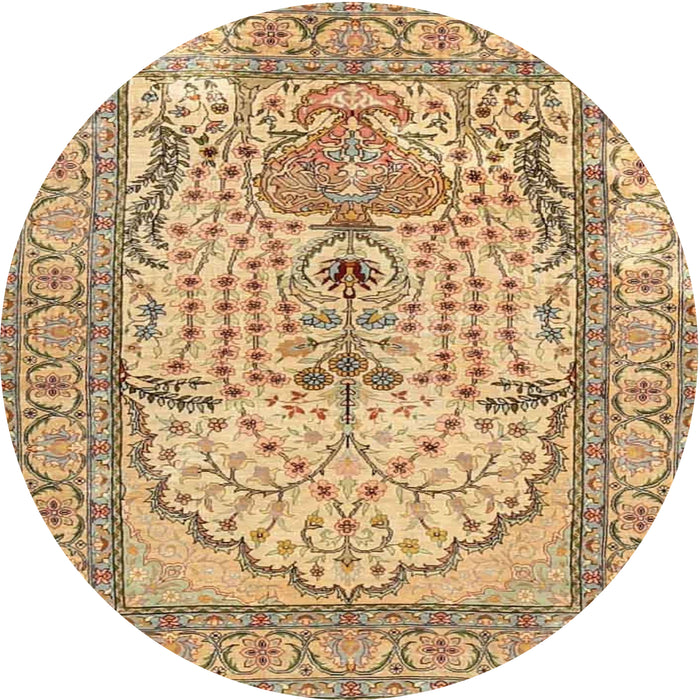 Round Traditional Light Brown Persian Rug, tr4801