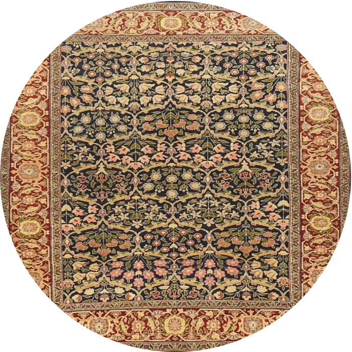 Round Traditional Dark Sienna Brown Persian Rug, tr4802