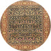 Round Traditional Dark Sienna Brown Persian Rug, tr4802