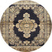 Round Traditional Brown Medallion Rug, tr4804