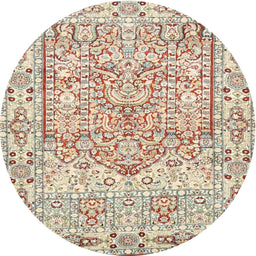Round Traditional Orange Salmon Pink Persian Rug, tr4807