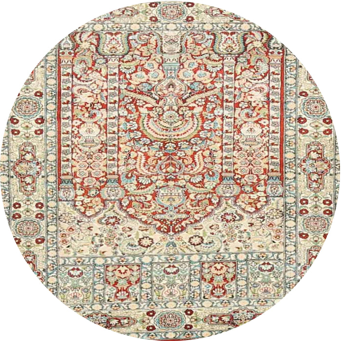 Round Traditional Orange Salmon Pink Persian Rug, tr4807