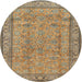 Round Traditional Reddish Brown Persian Rug, tr4808