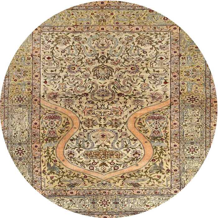 Round Traditional Sienna Brown Persian Rug, tr4809