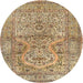 Round Traditional Sienna Brown Persian Rug, tr4809