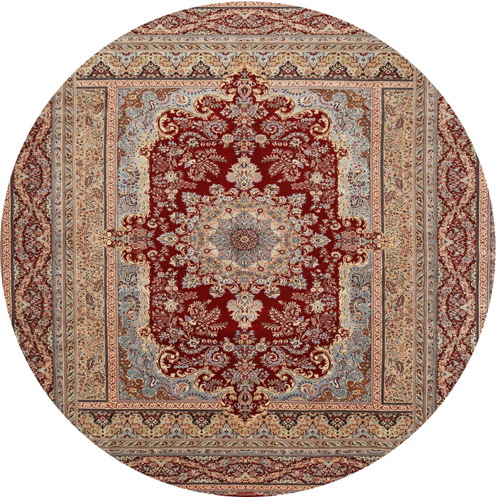 Square Machine Washable Traditional Brown Red Rug, wshtr480