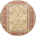 Round Traditional Brown Gold Persian Rug, tr4811