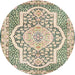 Round Traditional Golden Blonde Gold Medallion Rug, tr4813