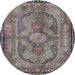 Round Traditional Purple Medallion Rug, tr4814