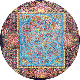 Round Traditional Dark Gray Persian Rug, tr4815